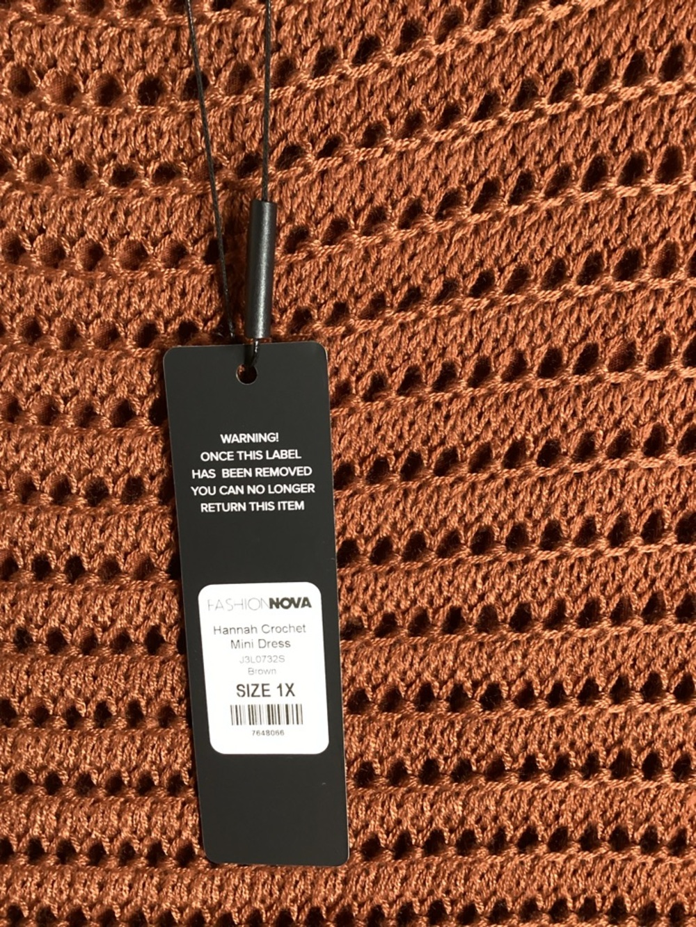 Fashion Nova NWT Rust Crochet Slip Dress 1X Boho Beach - Picture 5 of 9